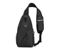 Sac à bandoulière pour homme - Sac de poitrine tendance - Sac de téléphone portable multifonction pour homme - Poche de poitrine - Poches croisées diagonales, Noir , 35cm-38cm