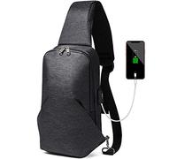 Sac à bandoulière pour Hommes Sac à bandoulière Messenger Sac USB Charge Jeunesse Sportive Petit Sac à Dos Petit Sac à Dos Crossbody Sling Sac à Dos pour Le Voyage (Black)