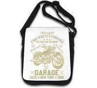 Sac à bandoulière pour moto 2 roues Forever Go Fast Or Go Home Garage New York 1966 Blanc