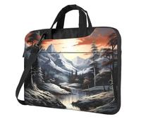 Sac à bandoulière pour ordinateur portable avec bandoulière Motif paysage, Noir/blanc, 13 inch