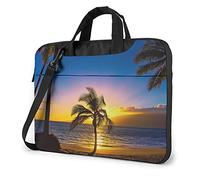 Sac à bandoulière pour Ordinateur Portable Chat imprimé étui pour Ordinateur Portable Sac à Main épaule Sac fourre-Tout Mallette de Voyage Hawaii Beach