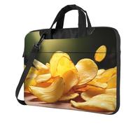 Sac à bandoulière pour ordinateur portable - Chips de pommes de terre - Avec bandoulière, Noir/blanc, 14 inch