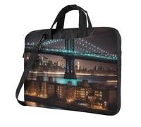 Sac à bandoulière pour ordinateur portable de 13 à 15,6" Motif pont de Manhattan de New York, noir, 13 inch