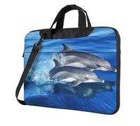 Sac à bandoulière pour ordinateur portable de 13 pouces pour homme et femme, sac à bandoulière étanche pour famille de dauphins avec poignée et sangle