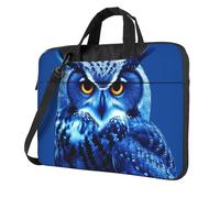 Sac à bandoulière pour ordinateur portable de 13 pouces pour homme et femme, sac à bandoulière étanche avec poignée et motif hibou bleu