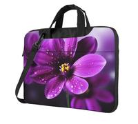 Sac à bandoulière pour ordinateur portable de 13 pouces pour homme et femme, sac à bandoulière imperméable à motif floral violet avec poignée et sangle