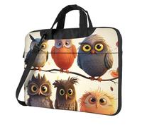Sac à bandoulière pour ordinateur portable de 14" - Pour homme et femme - Étanche - Motif hiboux et oiseaux - Avec poignée