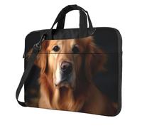 Sac à bandoulière pour ordinateur portable de 14" pour homme et femme, sac à bandoulière étanche pour Golden Retriever avec poignée et sangle