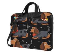 Sac à bandoulière pour ordinateur portable I Love My Dog Teckels pour homme et femme avec poignée et bandoulière étanche, Noir , 13 inch