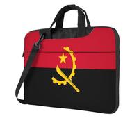Sac à bandoulière pour ordinateur portable imprimé drapeau de l'Angola facile à utiliser lors de vos voyages d'affaires, Noir/blanc, 15.6 inch
