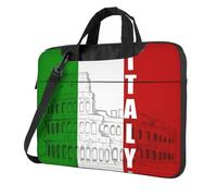 Sac à bandoulière pour ordinateur portable imprimé drapeau italien Colisée romain Convient pour les voyages et une utilisation quotidienne, Noir , 14 inch