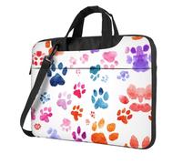 Sac à bandoulière pour ordinateur portable imprimé empreintes de pieds d'animaux facile à utiliser lors de vos voyages d'affaires, Noir/blanc, 15.6 inch