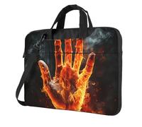 Sac à bandoulière pour ordinateur portable pour homme et femme, sac à bandoulière étanche avec poignée et motif flammes de feu, Noir/blanc, 15.6 inch
