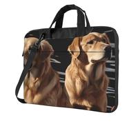 Sac à bandoulière pour ordinateur portable pour homme et femme, sac à bandoulière étanche Golden Retrievers avec poignée et sangle, noir, 14 inch