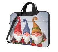 Sac à bandoulière pour ordinateur portable pour homme et femme, sac à bandoulière étanche pour Noël, hiver, nains de Noël avec poignée, Noir/blanc, 13 inch