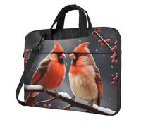 Sac à bandoulière pour ordinateur portable pour homme et femme, sac à bandoulière étanche, sac à bandoulière avec poignée et motif oiseaux cardinaux mignons, Noir/blanc, 14 inch