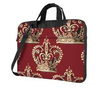 Sac à bandoulière pour ordinateur portable pour homme et femme, sac à bandoulière imperméable avec poignée et couronne rouge, Noir/blanc, 13 inch