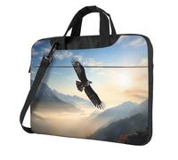 Sac à bandoulière pour ordinateur portable pour homme et femme, sac à bandoulière imperméable avec poignée et sangle de transport, Noir/blanc, 14 inch