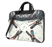 Sac à bandoulière pour ordinateur portable pour homme et femme, sac à bandoulière imperméable pour le ski avec ensemble d'équipement, sac pour ordinateur portable avec poignée et sangle, Noir/blanc