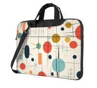 Sac à bandoulière pour ordinateur portable pour homme et femme, sac à bandoulière moderne du milieu du siècle avec poignée et sangle, Noir/blanc, 14 inch