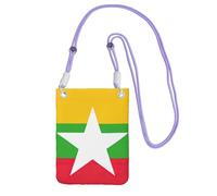 Sac à bandoulière pour téléphone avec imprimé drapeau de la Birmanie - Tendance - Fin et léger - Pour voyage, course à pied, randonnée, shopping