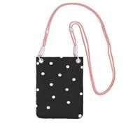 Sac à bandoulière pour téléphone portable avec impression à pois noirs et blancs avec bandoulière pour téléphone, passeport de marche, portefeuille, rose, Taille unique