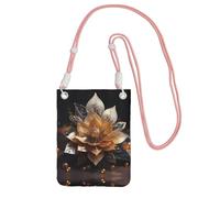 Sac à bandoulière pour téléphone portable avec sangle réglable pour femme - Motif fleur de lotus - Tendance et pratique - Blanc, rose, Taille unique