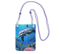 Sac à bandoulière pour téléphone portable dauphin dans le récif de corail pour femme et homme - Mini sac à main imperméable pour téléphone portable - Petit sac à bandoulière avec sangle réglable