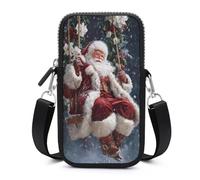 Sac à bandoulière pour téléphone portable et smartphone avec sangle réglable Motif Père Noël assis sur une balançoire