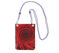 Sac à bandoulière pour téléphone portable imprimé spirale motif vortex rouge résistant à l'eau pour homme et femme accessoire de voyage, violet, Taille unique