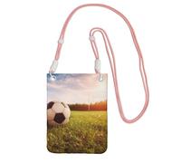 Sac à bandoulière pour téléphone portable - Motif ballon de football sur un terrain - Pour homme et femme - Étanche - Mini sac à main pour téléphone portable - Petit sac à bandoulière avec sangle