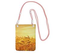 Sac à bandoulière pour téléphone portable - Motif champ de blé - Pour femme et homme - Accessoire de voyage, rose, Taille unique