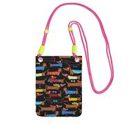 Sac à bandoulière pour téléphone portable, motif teckels et inscription « I Love My Dog » - Pour femme et homme - Accessoire de voyage, Fuchsia, Taille unique