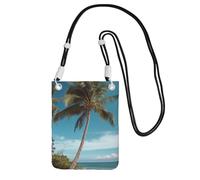 Sac à bandoulière pour téléphone portable, sac à bandoulière motif arbre de noix de coco pour femme et homme, mini sac à main imperméable pour téléphone portable, petit sac à bandoulière avec sangle