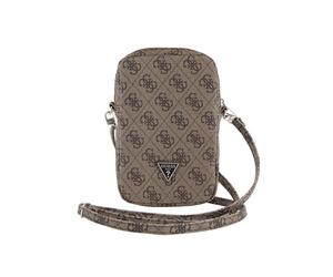 Sac à Bandoulière pour Téléphone Zippé Motif 4G avec Logo Triangulaire Marron