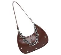 Sac à bandoulière pratique en cuir PU pour femme Sac à main de soirée élégant sous les bras pour plus de confort et de style Sac en nylon matelassé, marron, One Size