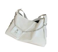 Sac à bandoulière pratique en cuir PU - Sac à main décontracté sous les bras - Sacs souples pour un usage quotidien avec un grand espace de rangement - Sac de rangement organisé, blanc, One Size