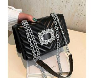 Sac à bandoulière premium pour femmes avec chaîne sous les bras, nouveau sac à épaule polyvalent et de style influenceur pouvant contenir un téléphone et un portefeuille Polyuréthane