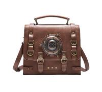 Sac à bandoulière punk en cuir PU pour femme Style ancien Messagers étudiant école Poignée supérieure pour femme quotidienne Sac à main en cuir PU Épaule Old Styles Bandoulière Étudiant Livre