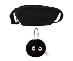 Sac à bandoulière QFEHTHSK, Noir, Waist Pack, Velours Côtelé, Polyester, 1 Unité, Boucle, Non Résistant à l'Eau