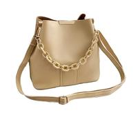 Sac à bandoulière raffiné en cuir PU couleur unie avec dévidoir de chaîne seau sac à main bandoulière porte-monnaie pour femme mode utilisation quotidienne sac à main, kaki