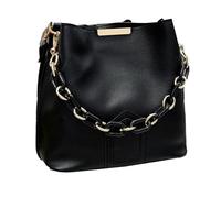 Sac à bandoulière raffiné en cuir PU couleur unie avec dévidoir de chaîne seau sac à main bandoulière porte-monnaie pour femme mode utilisation quotidienne sac à main, Noir