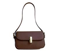 Sac à bandoulière réglable en cuir couleur unie pour femme Vert olive, café, Taille unique