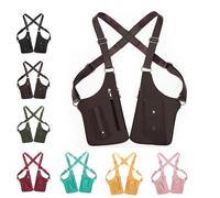 Sac à bandoulière réglable en cuir de qualité supérieure, armure d'épaule en cuir, portefeuille avec sangle cachée sous les bras, sac de voyage antivol, multi-poches, étanche (Brown)