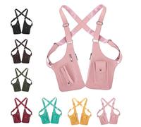 Sac à bandoulière réglable en cuir de qualité supérieure, armure d'épaule en cuir, portefeuille avec sangle cachée sous les bras, sac de voyage antivol, multi-poches, étanche (Pink)