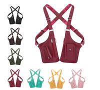 Sac à bandoulière réglable en cuir de qualité supérieure, armure d'épaule en cuir, portefeuille avec sangle cachée sous les bras, sac de voyage antivol, multi-poches, étanche (Red)