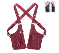 Sac à bandoulière réglable en cuir de qualité supérieure pour homme et femme, accessoires cachés réglables anti-pickpocket étanches, Rouge, 27.5 x 15.5 cm / 10.8 x 6.1 inches