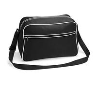 Sac à bandoulière rétro au design des soixante-dix, sac à bandoulière en polyester avec passepoil et porte-clés gratuit, Noir , Rétro