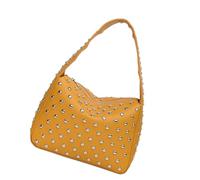 Sac à bandoulière rétro clouté style punk années 2000 sac à main en cuir PU pour femme mode petit sac à main streetwear sac à bandoulière en cuir PU, jaune, One Size