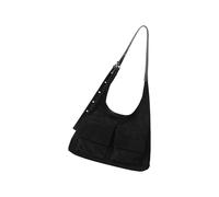 Sac à bandoulière rétro de grande capacité, style coréen et décontracté, sac à main en daim pour un usage quotidien et les voyages, sac sous le bras pour un usage quotidien, Noir , M